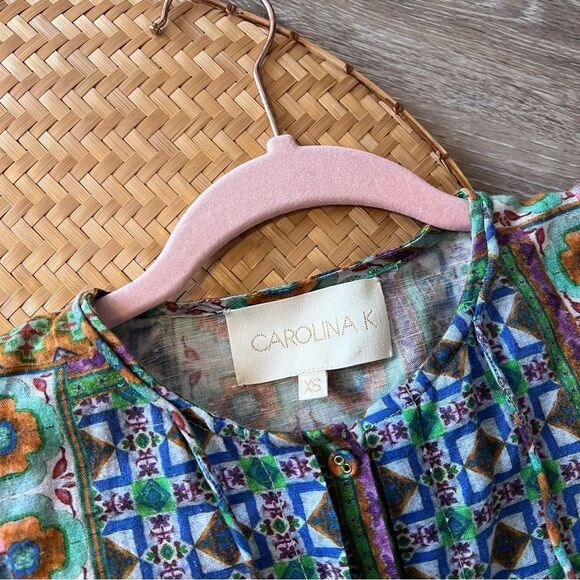 Carolina K bella ruffled blouse hemp cotton blend women’s size XS - Picture 3 of 8